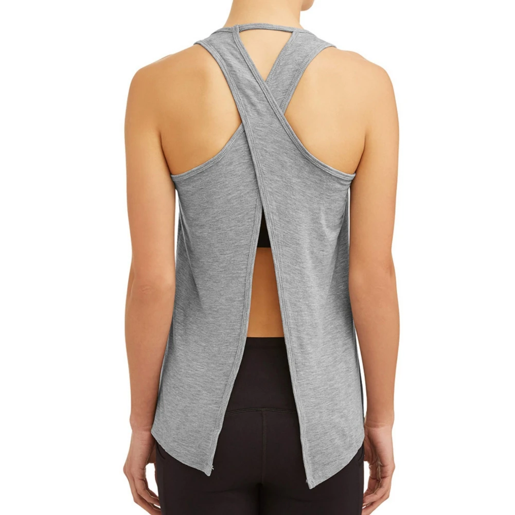 

Women Workout Running Tank Tops Yoga Vest Sleeveless Cross Back Yoga Shirts Summer Bodybuilding Fitness Sport Quick Dry T-Shirt