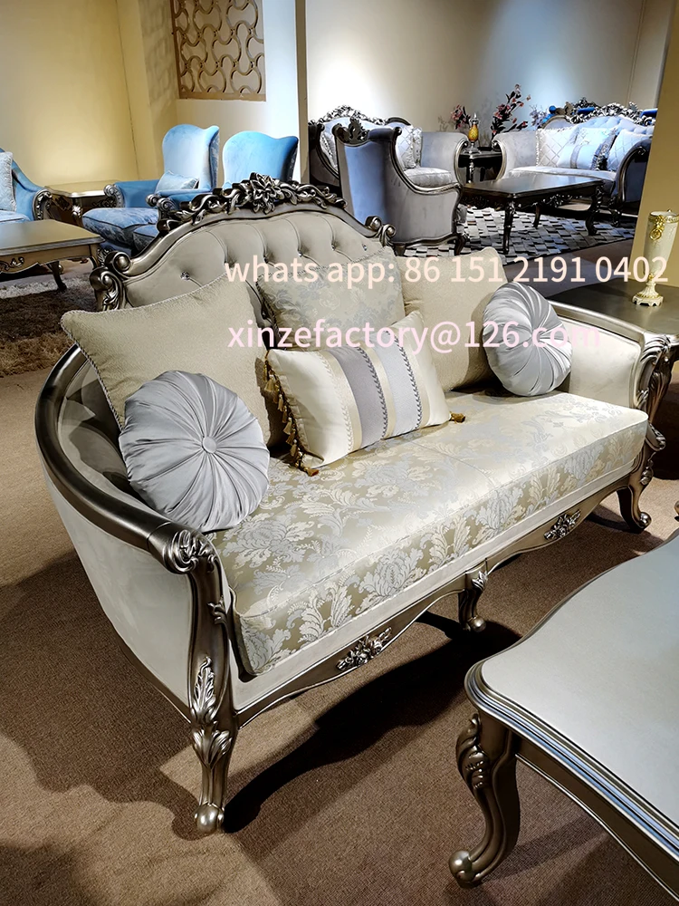 

Customizable French light luxury fabric sofa combination solid wood