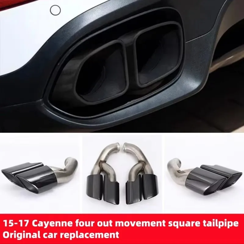 Black Tail Throat Exhaust System Nozzle for Porsche Cayenne 2015-2017 958-2 GTS Performance Auto Part Retrofitted
