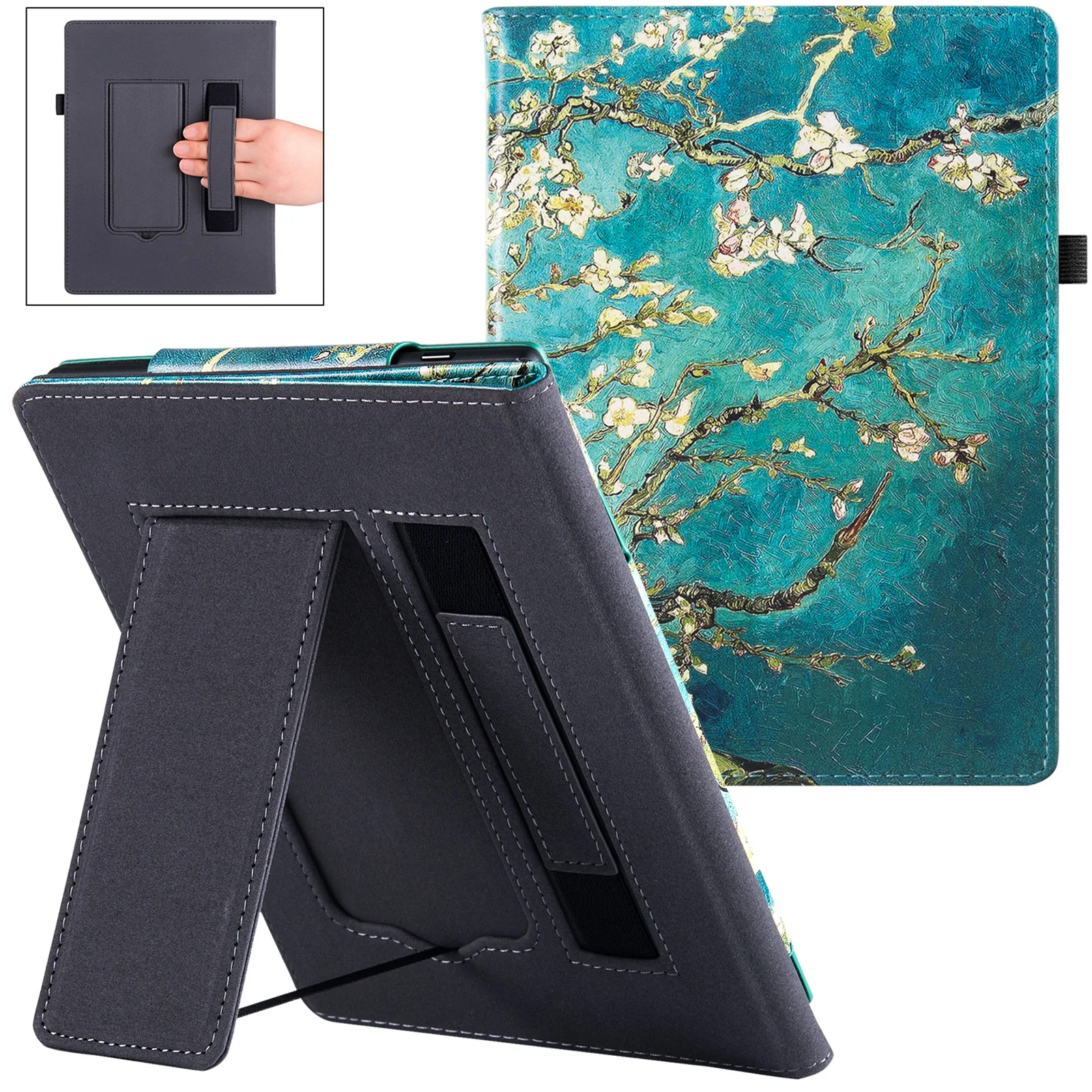 

Stand Case for Onyx Boox Tab8 C/Boox Tab Mini C (7.8 inch, 2023) - PU Leather Sleeve Cover with Hand Strap and Auto Sleep/Wake