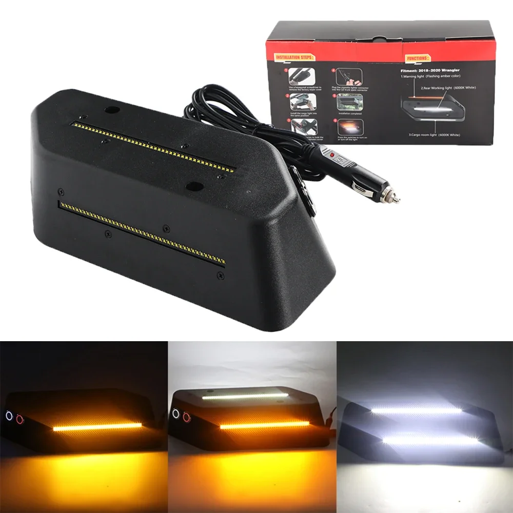 

led Tailgate Reading Lights Rear Trunk Outdoor Camping Auxiliary Dome Light White Amber For Jeep Wrangler JK 2022-2023 JL 2018+