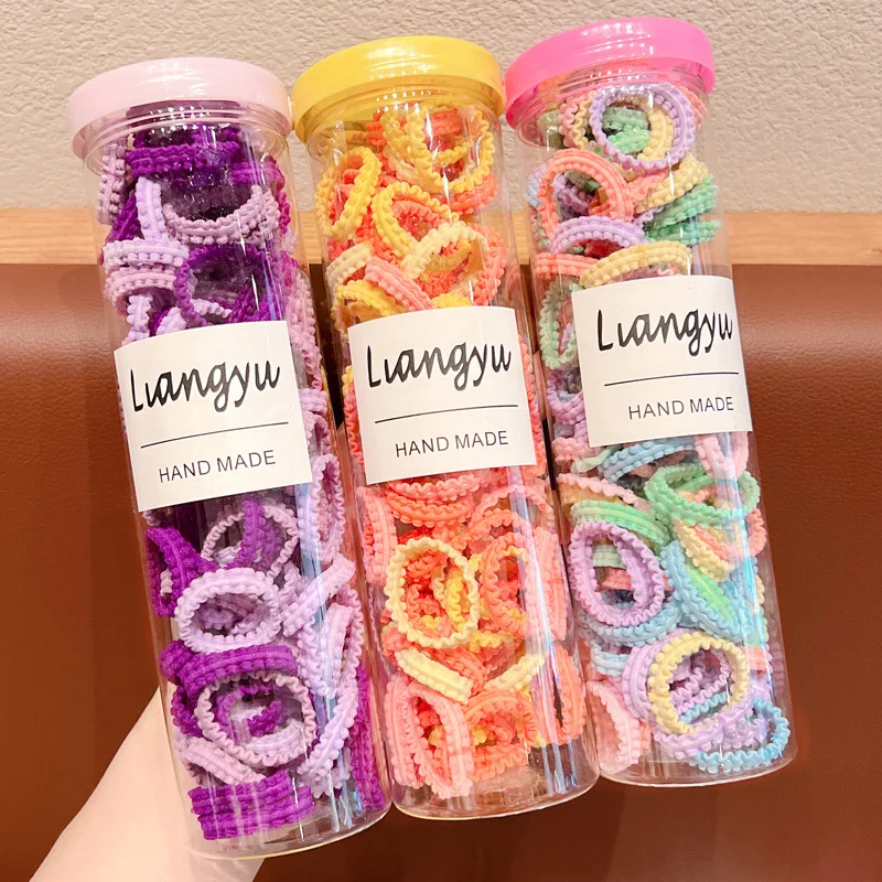 50pcs/Box Girls Elastic Hair Bands Rubber Band Hair Ties Rope For Children Colorful Nylon Scrunchies Headband Hair Accessories