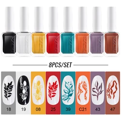 11ml Nail Stamping Polish Set Colorful Nail Art Drawing Printing Semi Permanent Lacquer Nail Art Plates Stamping Varnishes Tool