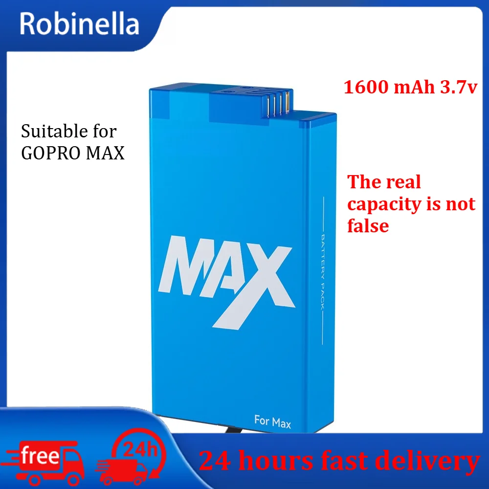 1860mAh Battery for GoPro Max Fully Decoded Real Capacity Fast Charging Action Camera Replacement Battery