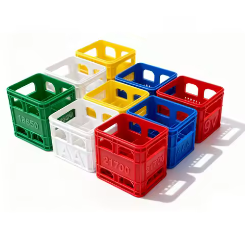 1pc 3D Printed Battery Storage Box Stackable DIY Beer Crate Design for AA/AAA 18650 Battery, No.5 No.7 Battery Storage Basket