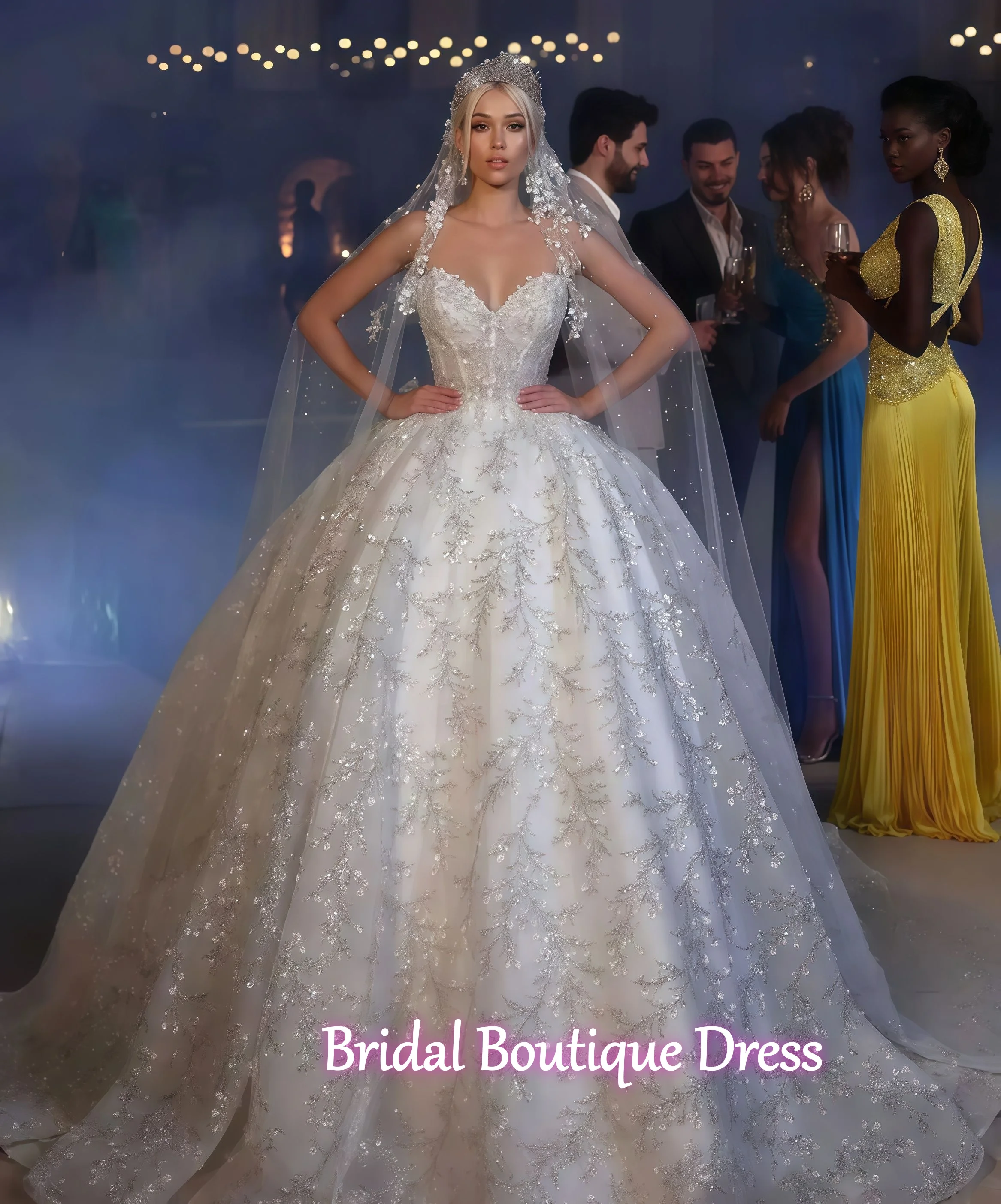 Maßgeschneiderte exquisite Brautkleider Applikationen Pailletten Braut Ballkleid trägerloses Brautkleid Vestidos De Novia