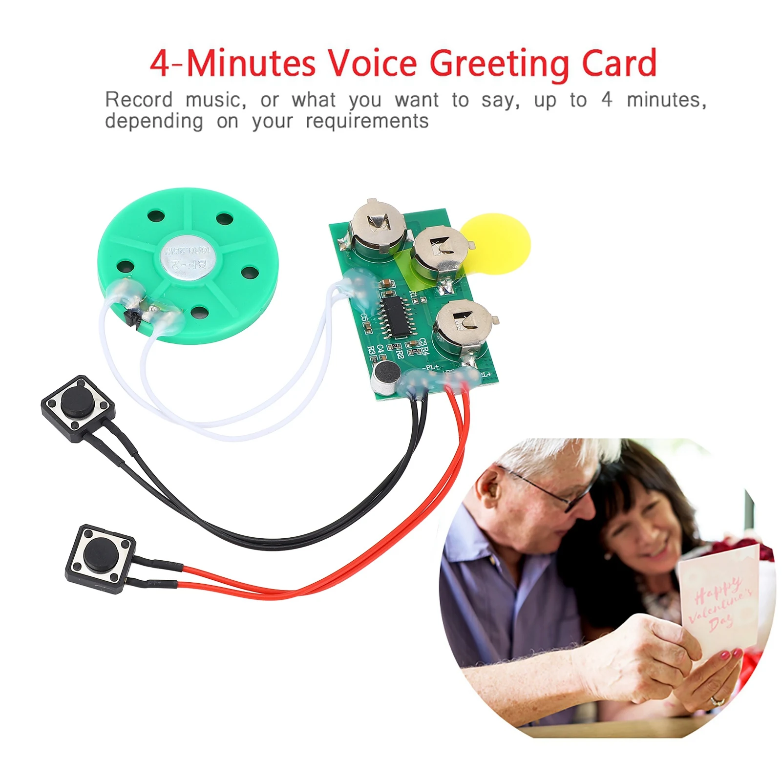 

DIY Voice Greeting Card Module with Recording Playback, 4-Minute Recording Voice Chip, Holiday Voice Greeting Cards