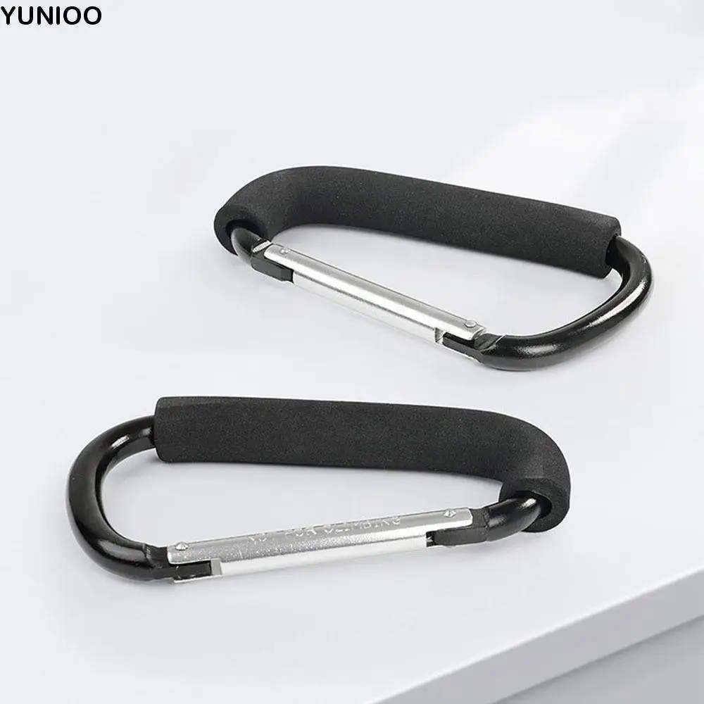 

2Pcs Multifunction Baby Stroller Hook Sponge Handle Aluminum Alloy Shopping Bag Clip Hooks Soft Grip D-Ring