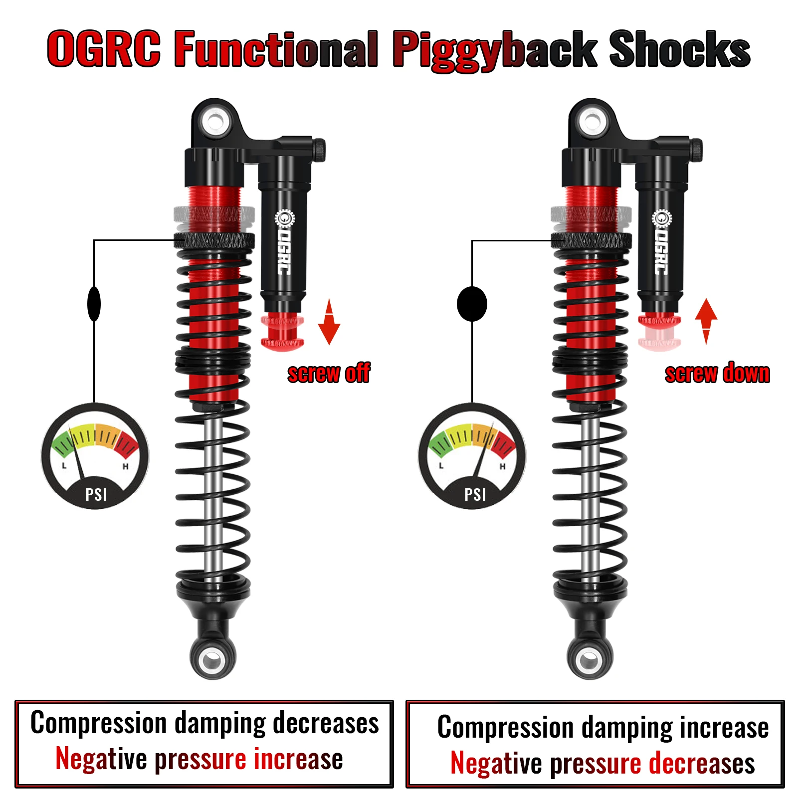 OGRC Aluminum 110mm Shock Absorbers Oil Damper Shocks for Axial SCX10 II III Pro TRX4 TRX6 D90 1/10 RC Crawler Car