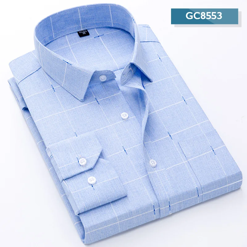 New Men\'s Long-sleeved Plaid Shirts Korean Spring and Autumn Designer Dress Shirts Clothing Fashion Men\'s Business Casual Shirts