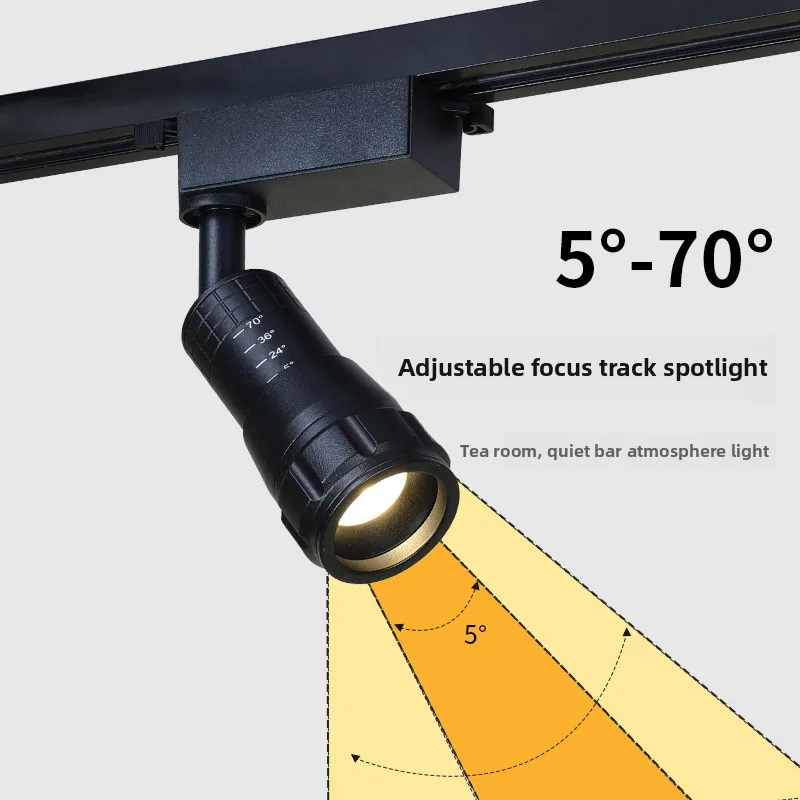 Ceiling type small angle zoom spotlight catering dedicated clear bar atmosphere light tea room led surface track concentrating