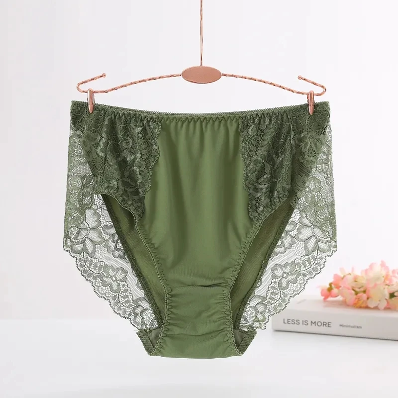 Women\'s Briefs Soft Lace Elastic Sexy Lingeries Milk Wire Waist Plus Size 7XL Underpants Female Underwears Lady Panties