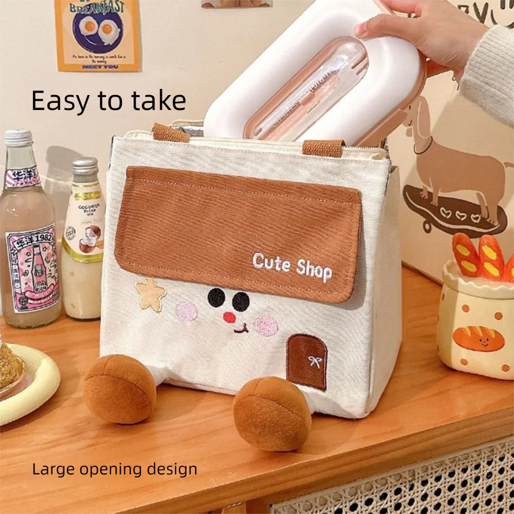 

Cute House Lunch Box Bag Small Portable Cartoon Lunch Bag Aluminum Film Large Capacity Picnic Travel Storage Bags Camping