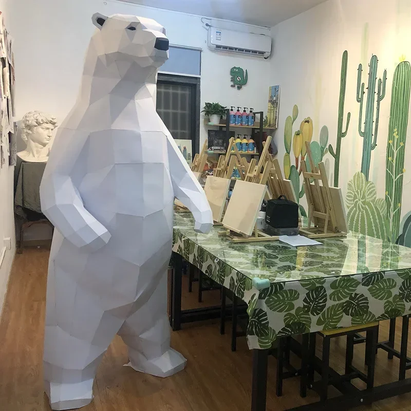 100cm standing polar bear 3D Animal Sculpture polar bear Papercraft bedroom Living Room handmade DIY Geometric origami model