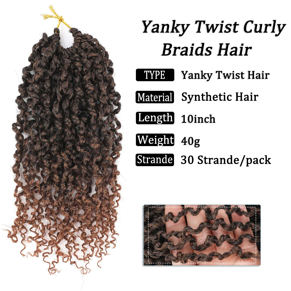 Yanky Twists Crochet Braiding Synthetic Hair Curls Ends 6 Packs Micro Spring Twists Crochet Hair Pre-looped for Women 10 Inch