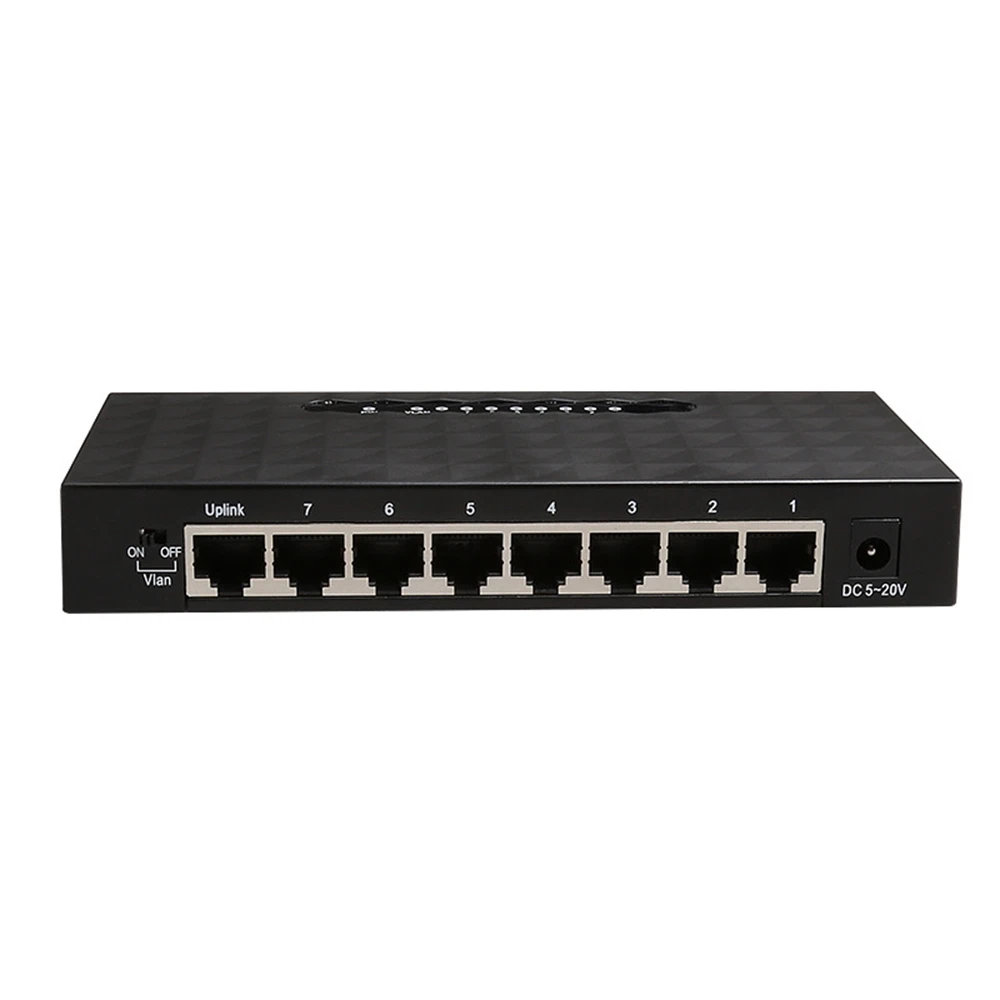 8 Ports Gigabit Switch Desktop RJ45 Ethernet 10/100/1000mbps Lan Hub Plastic Case with EU US Plug