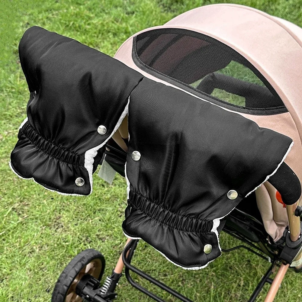 1 Pair Thickened Winter Stroller Gloves Windproof Soft Velvet Handrail Gloves Warm Waterproof Stroller Mitten Shopping