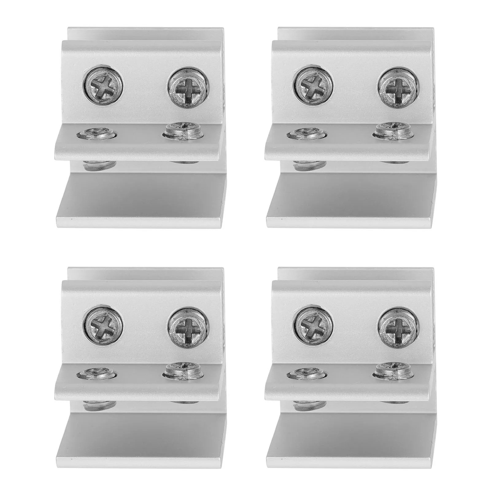 

4Pcs Glass Shelf Brackets Aluminium Alloy Mounting Clamps for 10-12Mm Panels Rubber Padded Adjustable Fixing Display Cabinet