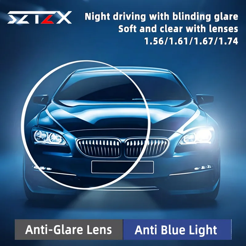 

SZTZX Anti-Glare Driving Lens Anti-Blue Light Photochromic Myopia Hyperopia Customizable Prescription Lenses 1.56/1.61/1.67/1.74