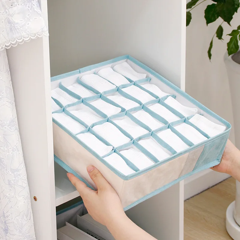 Grids Storage Box Foldable Wardrobe Suede Fabric Hive Drawer Organizer Underwear Bra Clothes Computer Closet Home Order Cabinet