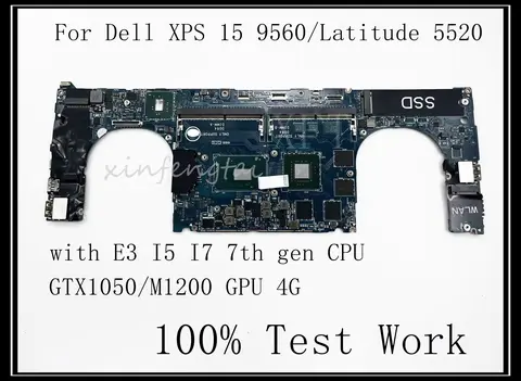 LA-E331P For Dell XPS 15 9560/Latitude 5520 Laptop Motherboard DDR4 with E3 I5 I7 7th gen CPU 100% Test Work