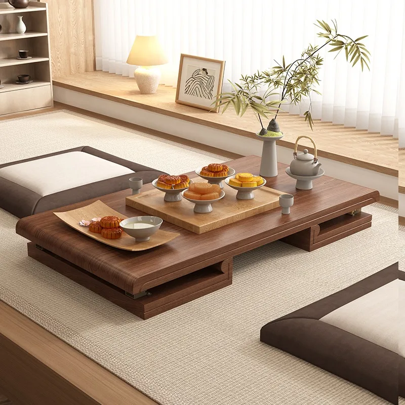 Solid wood bay window small table foldable, tatami coffee table