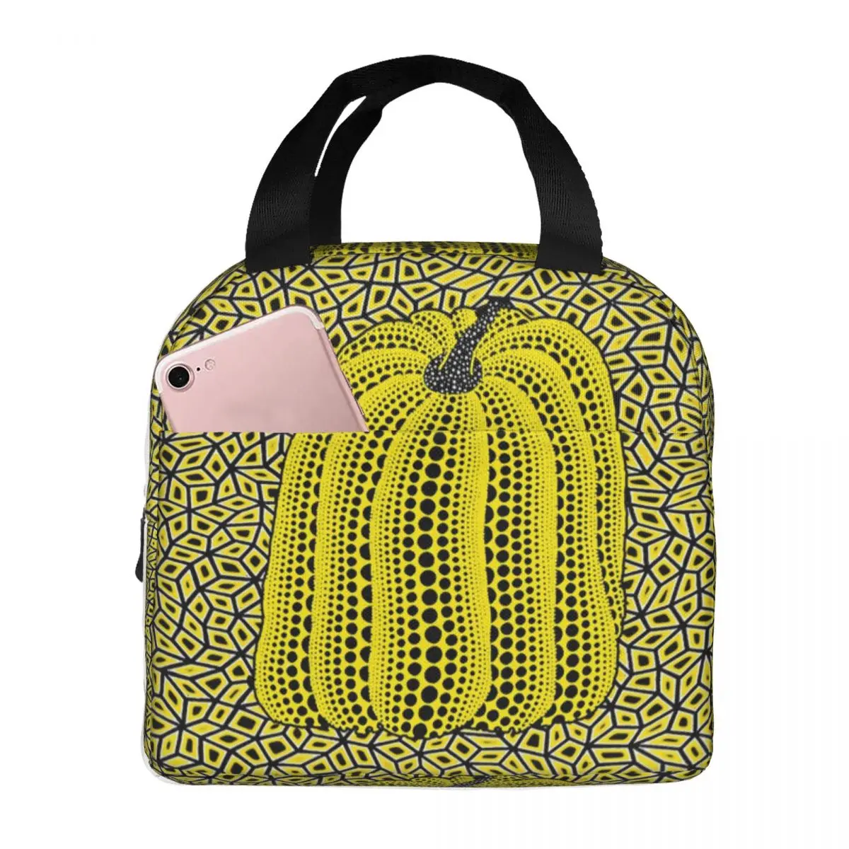 Polka Dot Yayoi Kusama Abstract Art Pumpkin Polka Insulated Lunch Bag for Women Portable Cooler Thermal Lunch Box Beach Travel