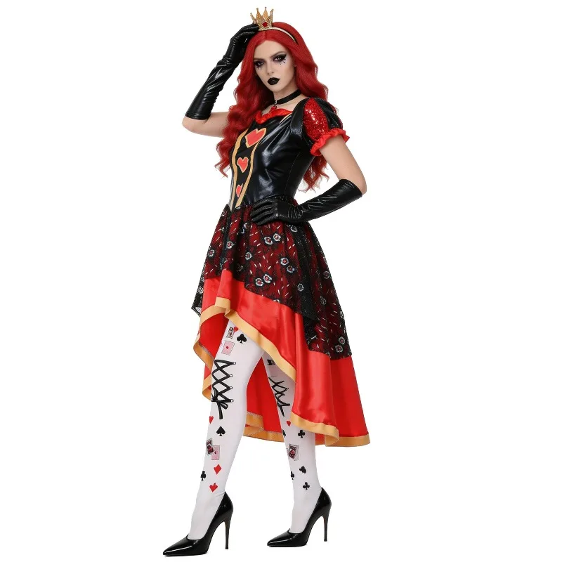 Queen of Hearts Costume Women Halloween Costume Woman 2026 Alice in Wonderland Outfits Fancy Cosplay Dress for Adult