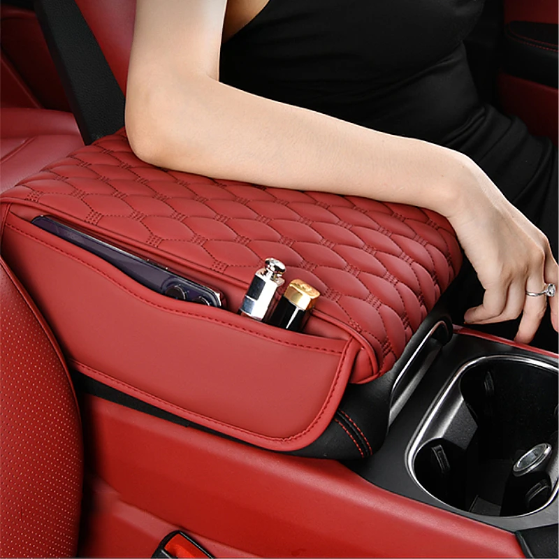 Car Armrest Pad Organizer Bag Thicken Memory Foam Anti Scratch Pads Center Console Car Elbow Rest Storage Pocket Goods