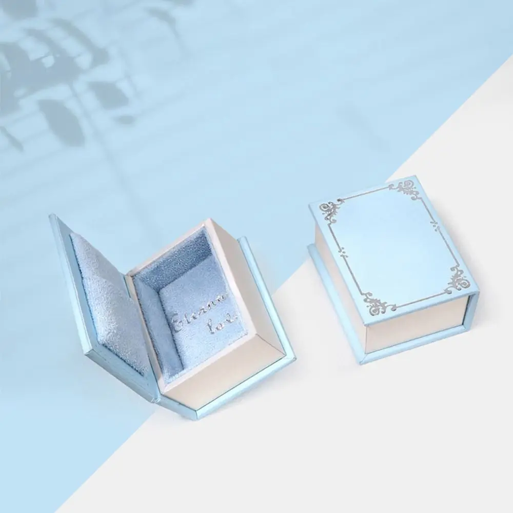 

Flip Lid Book Shape Ring Box Stud Earrings Jewelry Packaging Engagement Ring Box Ring Case Storage Box Jewelry Display Case