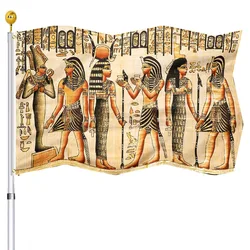 Ancient Egypt Flag Egyptian Mythology Flags Double Stitched Egyptian Gods Pharaohs Hieroglyphic Carvings Flags with 2 Grommets