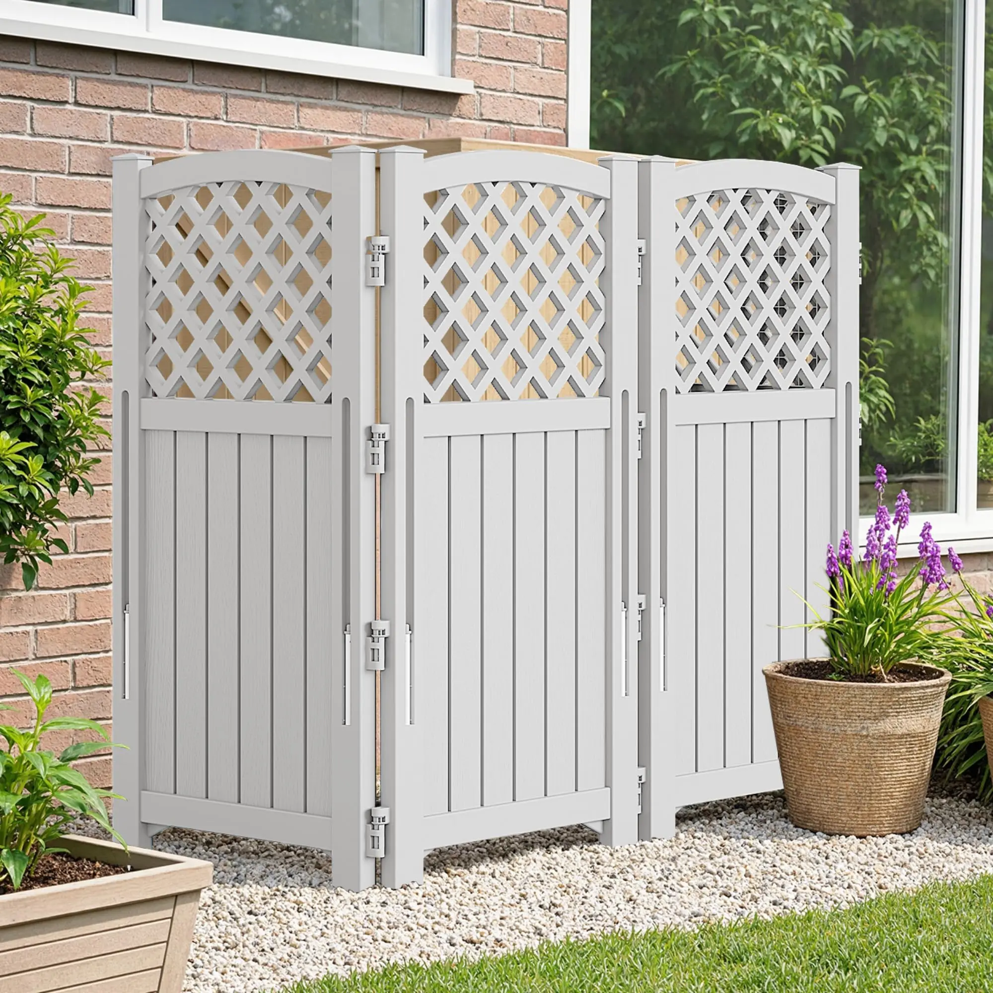 Outdoor Privacy Fence Screen 4 Panel for Air Conditioner Enclosure