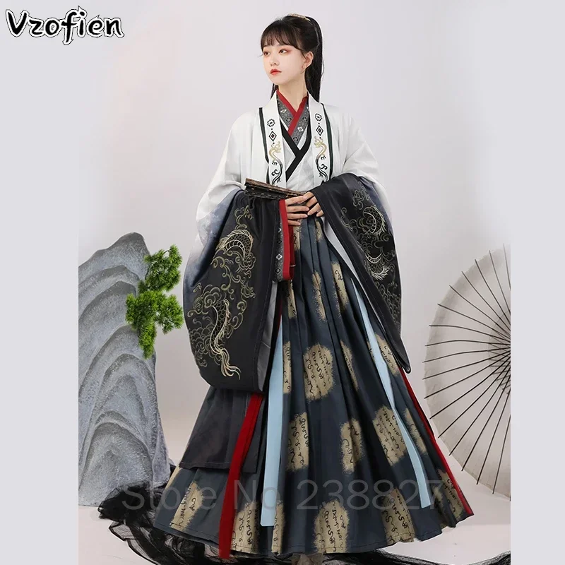 Hanfu Dresses Women's Traditional Chines Wei Jin Dynasty Cross Neck Wide Sleeve Princess Hanfu Dance Costumes Swordsman Clothing