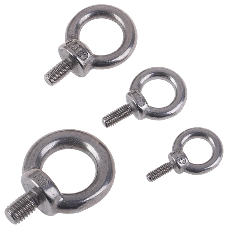 M4 M5 M6 M8 304 Stainless Steel Marine Lifting Eye Screws Ring Loop Hole for Eyebolt Cable Rope