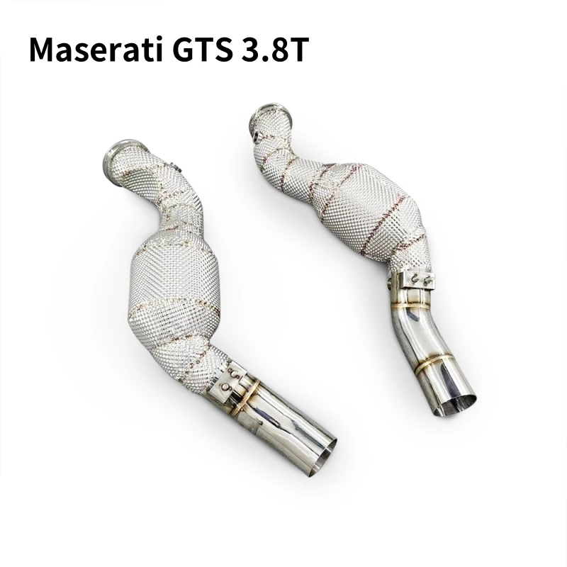 Catalytic downspout with heat shield suitable for Maserati GTS car exhaust system