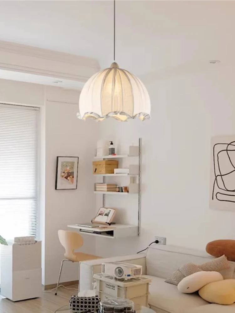 Fabric cotton and linen pendant light, linen retro countryside minimalist bedroom, living room, bar counter pendant light