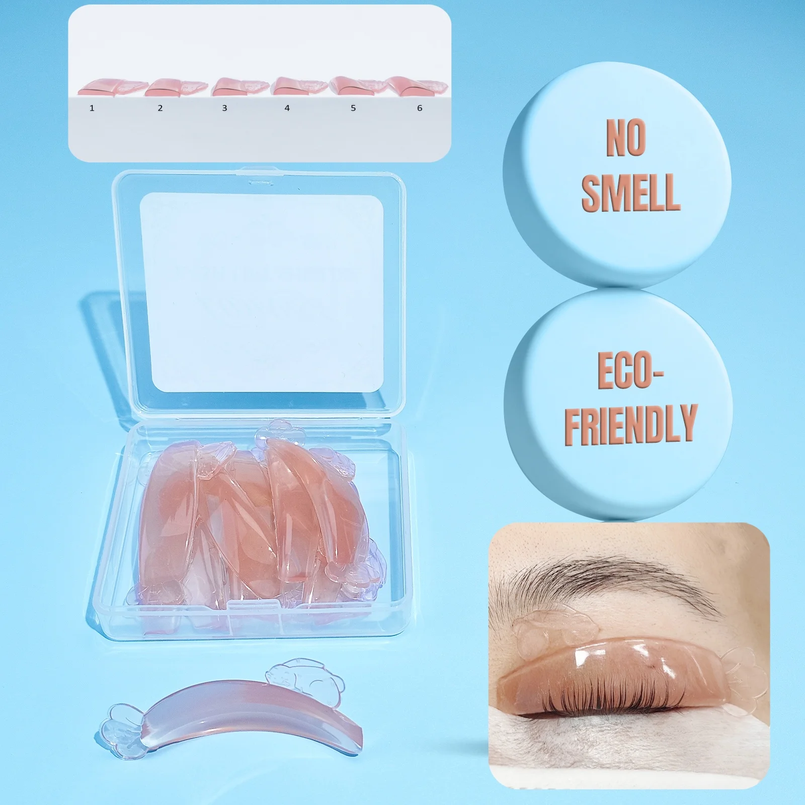 

Libeauty 6 Pairs L Curl Silicone Eyelash Perm Pads Sticky Lashes Rods Shield Lifting 3D Eyelash Curler Accessories Makeup Tool
