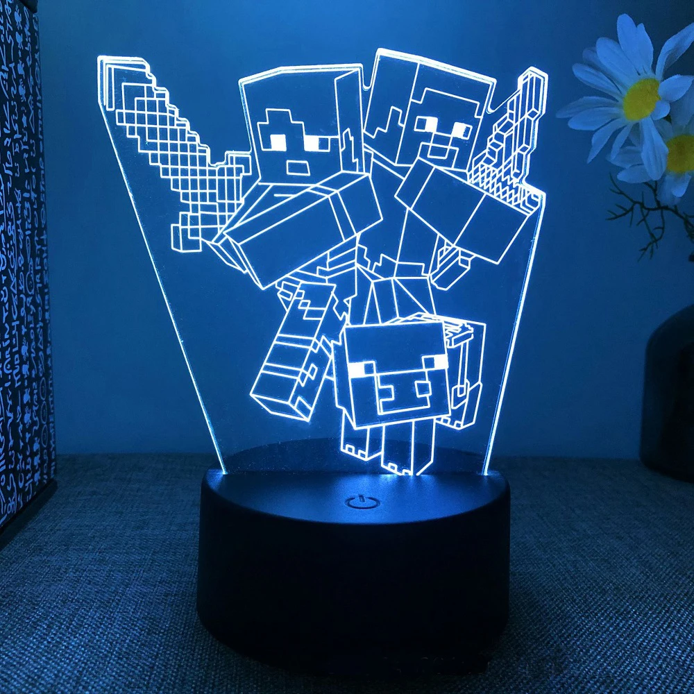 3D LED My World Night Light 16 Colors LED Lights with Remote Control and USB Cable Christmas Decoration Gift for Gaming Fans