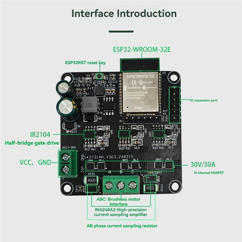 B04B-Simplefoc Brushless Motor Driver Board High-Power ESP32 20A Wireless WIFI Bluetooth Simple FOC Retrofit Module
