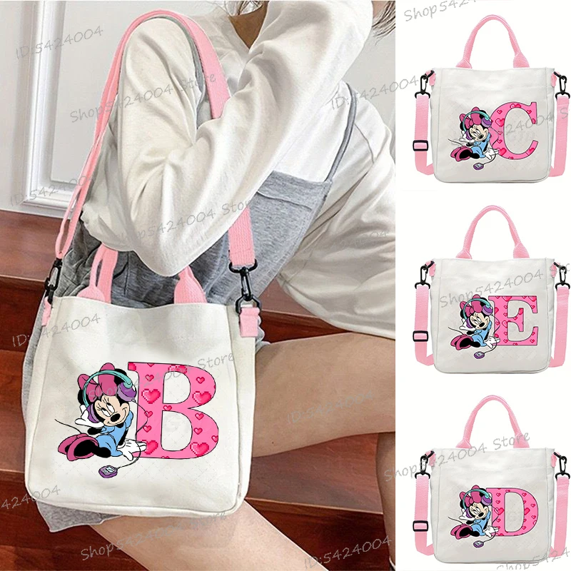 

Pink Mickey 26 Letter A-Z Cartoon Women's Handbag Aesthetics Disney Mickey Alphabet Fashion Shoulder Bag Girls Y2K Crossbody Bag