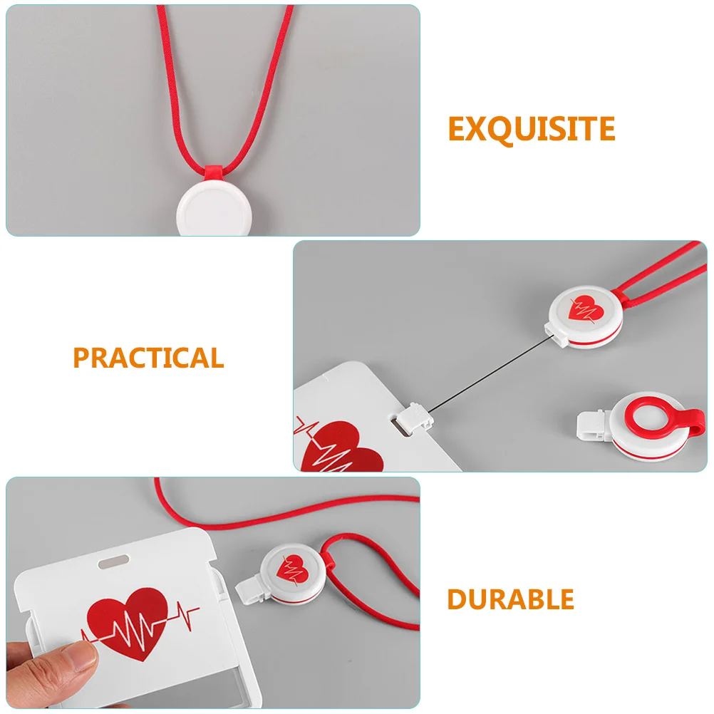 

Certificate Lanyard Set ID Cards Holder Easy to Buckle Badge for Nurses with Red Healthcare Reel