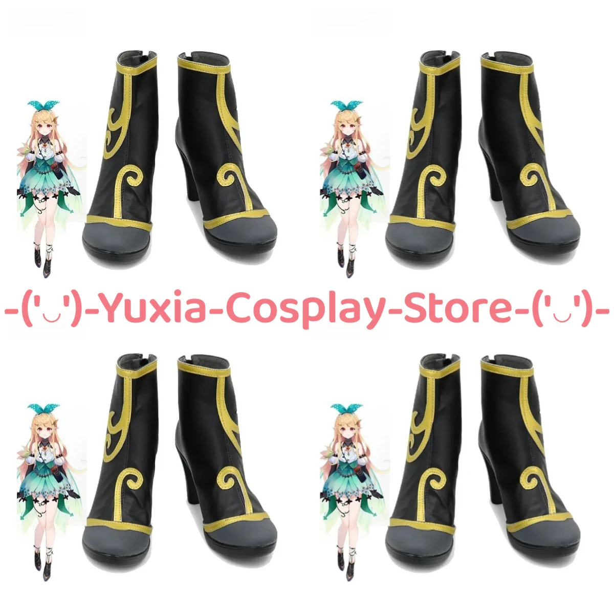 Yuxiacosplay! Nijisanji EN Pomu Rainpuff Cosplay Schoenen Anime Karakter Prop PU Lederen Laarzen Halloween Carnaval Feestkostuum
