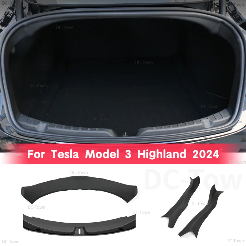 For Tesla Model 3 Highland 2024 Trunk Threshold Protective Strip TPE Trunk Door Guard Sill Anti Scratch Protection Accessories