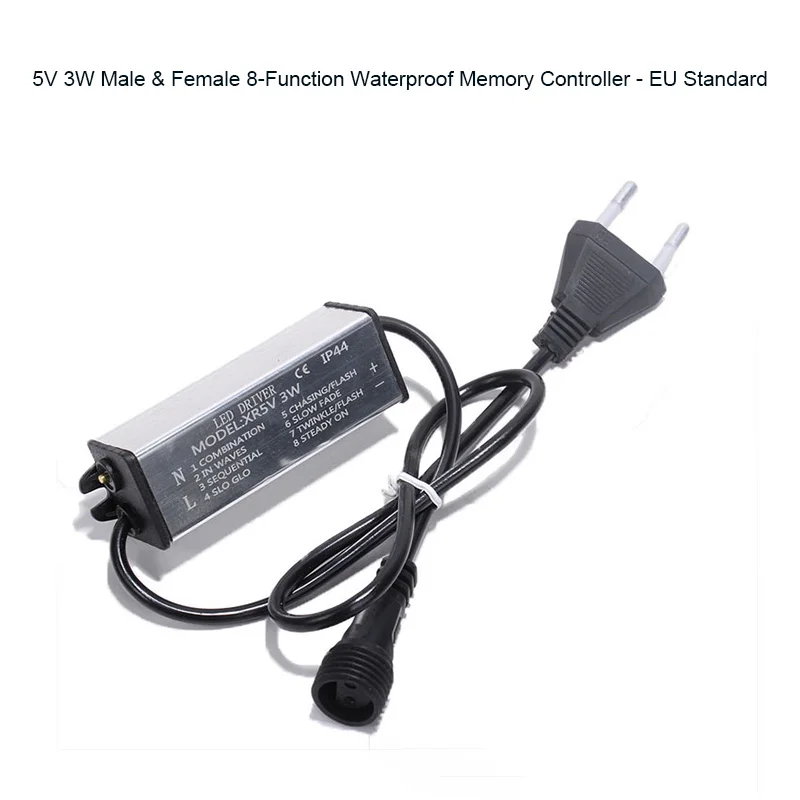 

Outdoor Low Voltage Waterproof Power Supply 8 Functions Flashing 5V 24V for LED Holiday Decorative Color Light Adapter EU/US