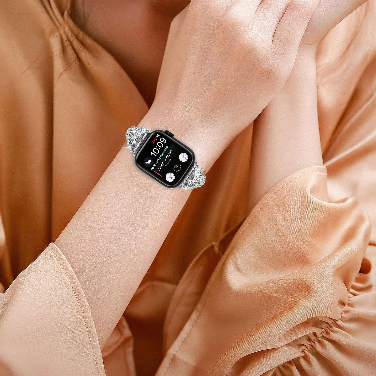 Diamond Butterfly for Apple Watch band 40mm 44mm 41mm 49mm 45mm 38mm Metal Bracelet iWatch series se 6 3 4 5 Ultra 2 8 9 strap