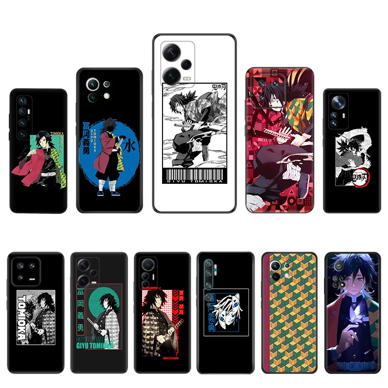 

Matte Phone Case for Redmi Note13 Pro 5G 4G Note 12 12c 13c Xiaomi 12X 12T 13 Lite Demon Slayer Tomioka Giyuu Black Soft Cover