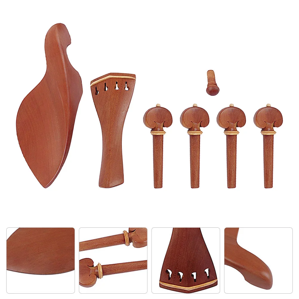 

7 Pcs/set Violin Accessories Jujube Wood Peg Wooden Chin Rest Tailpiece Component Parts