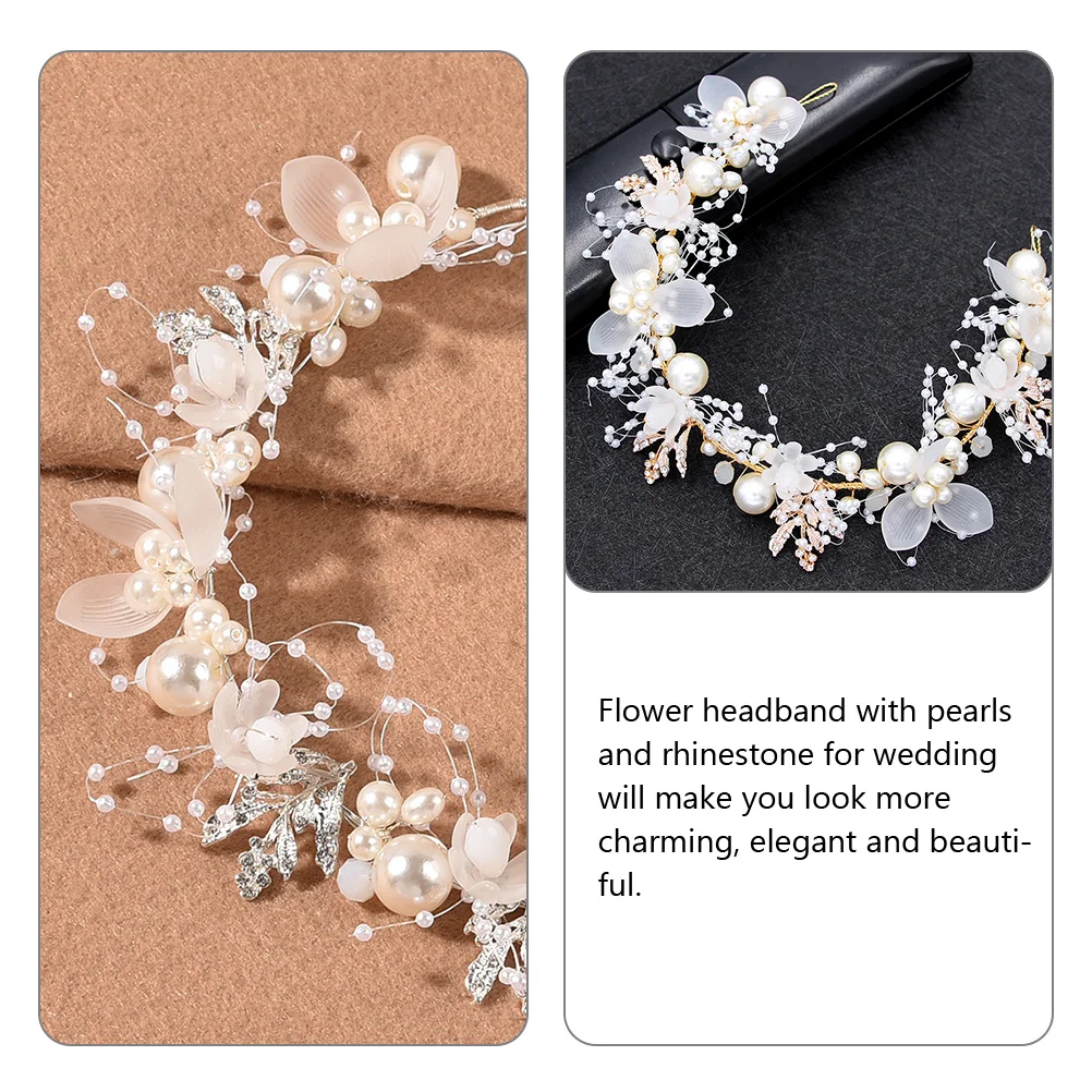 

Pearl Flower Headdress Bridal Hair Accessories Bridesmaid Headband Vine Hairband Wedding Accessory Headpiece for