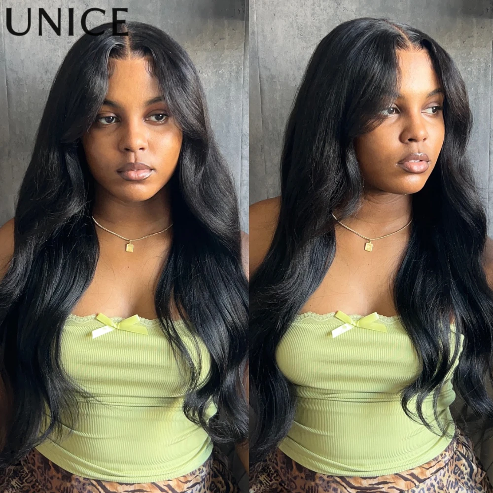 Unice شعر متموج ياكي الخامس جزء شعر مستعار مع الوجه خارج بانج EasiContour الرباط الخامس جزء شعر مستعار الحد الأدنى ترك خصلات الشعر المستعار الإنسان غلويليس