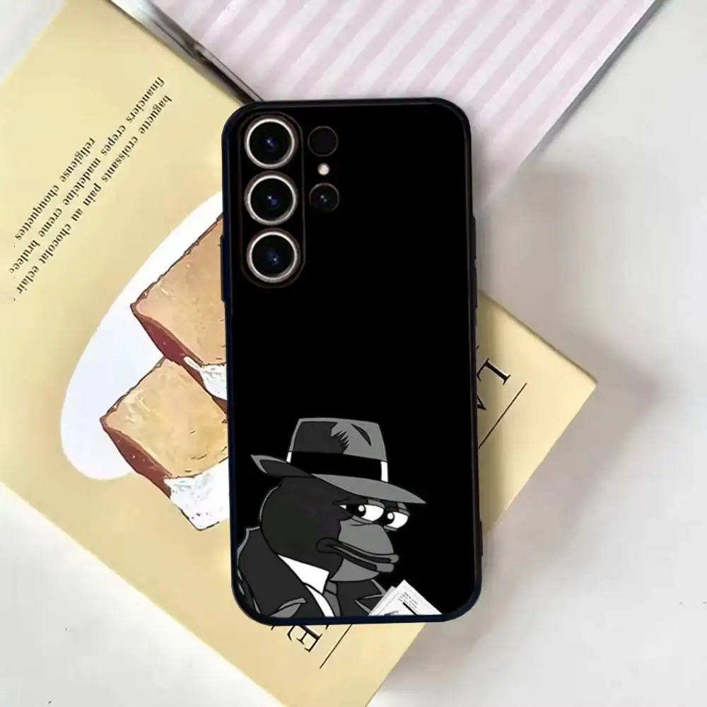 Coque de téléphone drôle p-pepe la grenouille pour SamsungS25,24,21,22,23,30,Ultra,20,Plus,Fe,Lite,Note,10,9, coque noire souple
